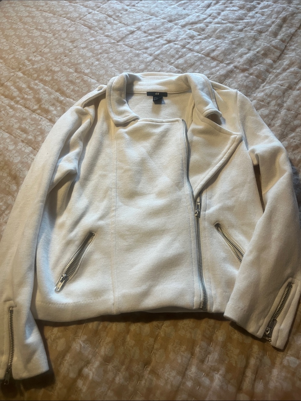 H&M cream moto jacket